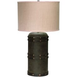 Barrel 29 Inch 150.00 Watt Vintage Leather Table Lamp Portable Light