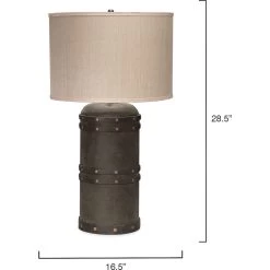 Barrel 29 Inch 150.00 Watt Vintage Leather Table Lamp Portable Light 7 Barrel 29 Inch 150.00 Watt Vintage Leather Table Lamp Portable Light -Jamie Young Store 1barr tlle 5