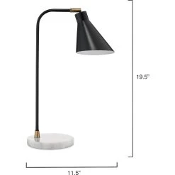 Chronicle 20 Inch 60.00 Watt Black / Antique Brass / White Marble Task Lamp Portable Light -Jamie Young Store 1chro tlbk 5