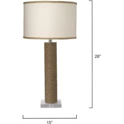 Cylinder Rope 28 Inch 150.00 Watt Jute Table Lamp Portable Light -Jamie Young Store 1cyli tlju 6