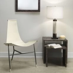 Sheridan 32 Inch 150.00 Watt White Hide & Oil Rubbed Bronze Metal Table Lamp Portable Light -Jamie Young Store 1sher tlwh 3