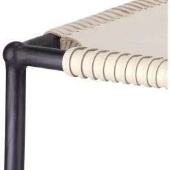 Asher 42 Inch Off-White Leather & Black Metal Bar Stool 7 Asher 42 Inch Off-White Leather & Black Metal Bar Stool -Jamie Young Store 20ashe bsow close up