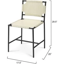 Asher Off White Leather & Black Forged Iron Dining Chair 16 Asher Off White Leather & Black Forged Iron Dining Chair -Jamie Young Store 20ashe dcwh 2