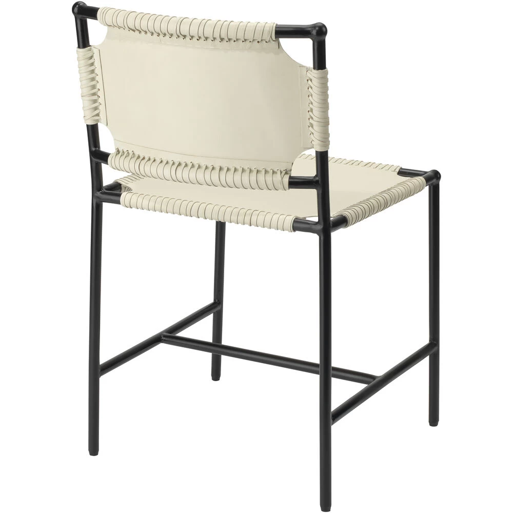Asher Off White Leather & Black Forged Iron Dining Chair 6 Asher Off White Leather & Black Forged Iron Dining Chair - Image 6