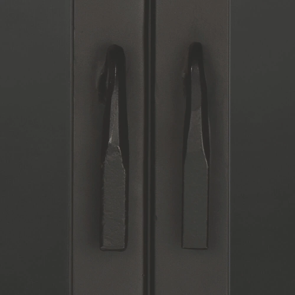 Chauncey Wide Black Iron & Clear Glass Curio Bar Cabinet 2 Chauncey Wide Black Iron & Clear Glass Curio Bar Cabinet - Image 2