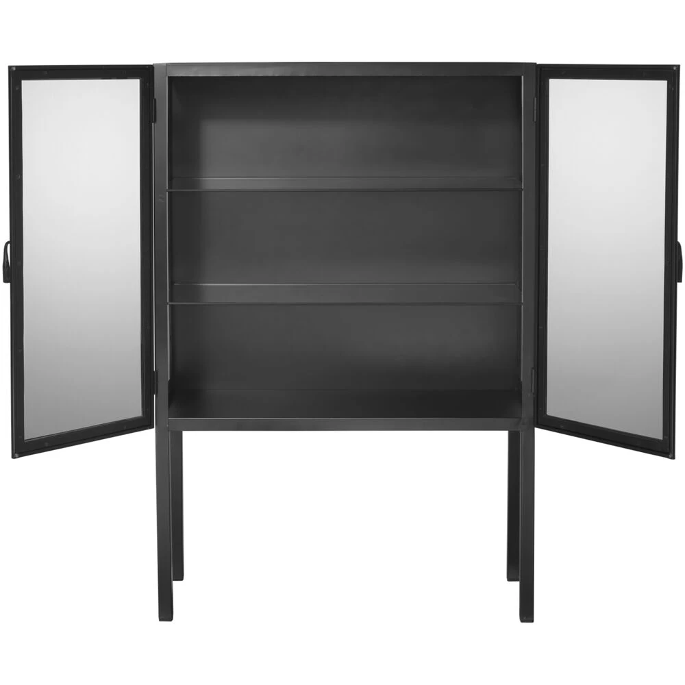 Chauncey Wide Black Iron & Clear Glass Curio Bar Cabinet 4 Chauncey Wide Black Iron & Clear Glass Curio Bar Cabinet - Image 4