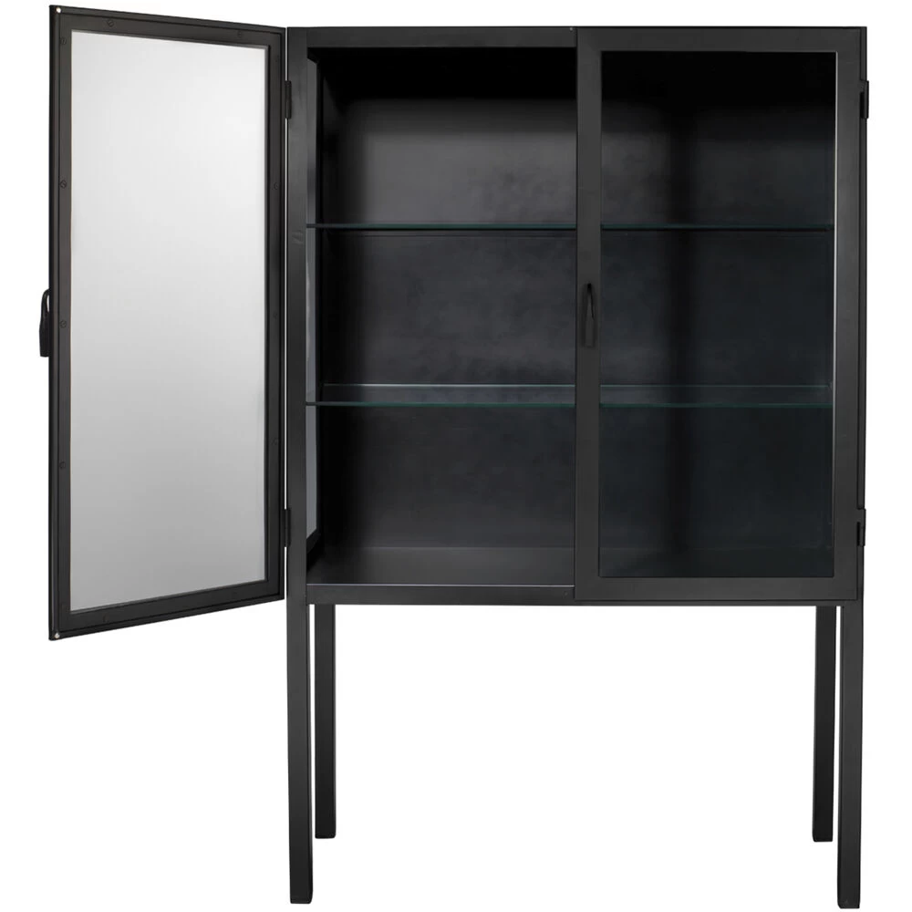 Chauncey Wide Black Iron & Clear Glass Curio Bar Cabinet 5 Chauncey Wide Black Iron & Clear Glass Curio Bar Cabinet - Image 5