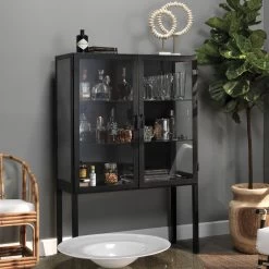 Chauncey Wide Black Iron & Clear Glass Curio Bar Cabinet 15 Chauncey Wide Black Iron & Clear Glass Curio Bar Cabinet -Jamie Young Store 20chau cabbk 8