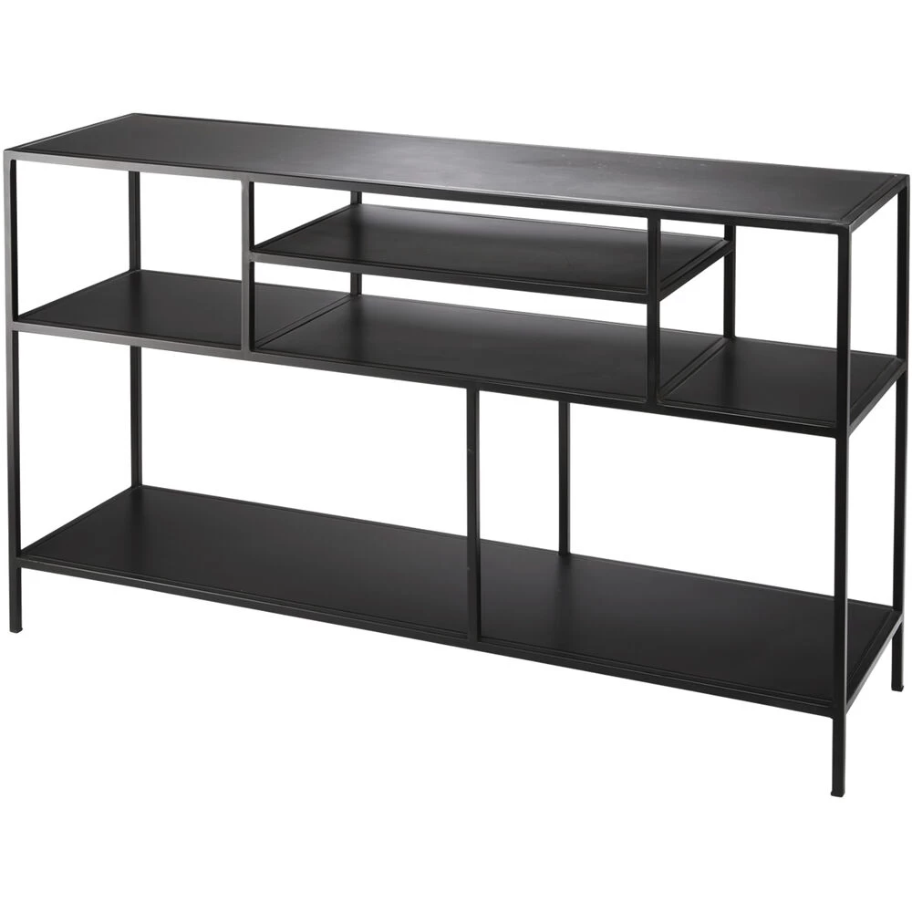 Element Shelved 51 X 14 Inch Black Iron Console Table 1 Element Shelved 51 X 14 Inch Black Iron Console Table
