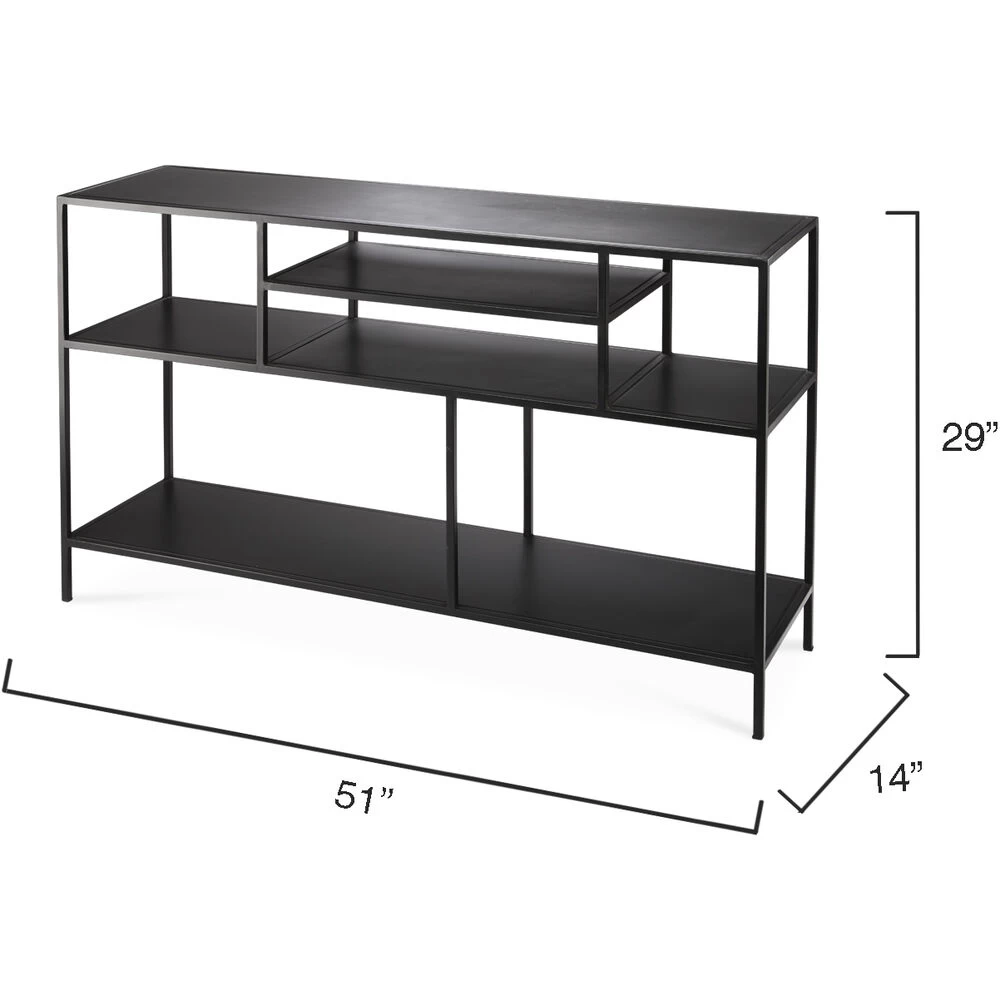 Element Shelved 51 X 14 Inch Black Iron Console Table 3 Element Shelved 51 X 14 Inch Black Iron Console Table - Image 3