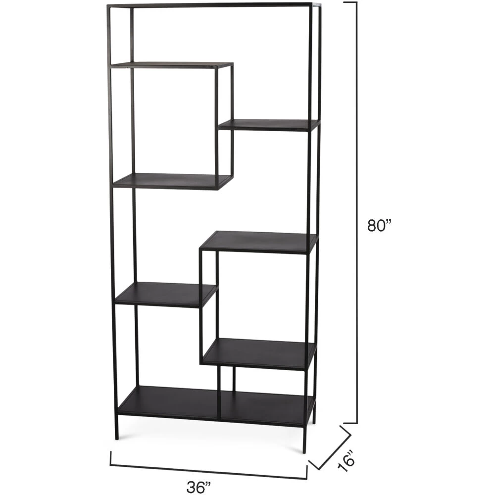 Element 80 X 36 X 16 Inch Black Iron Etagere 3 Element 80 X 36 X 16 Inch Black Iron Etagere - Image 3