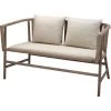 Grayson Off White Linen & Grey Washed Wood Settee