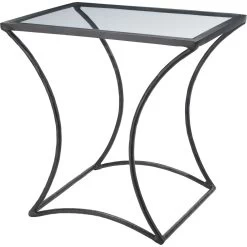 Kai 24 X 24 Inch Black Forged Iron W/ Clear Tempered Glass Top Side Table
