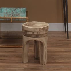 Mesa 17 X 13.5 Inch Natural Wood Wooden Stool -Jamie Young Store 20mesa stwd 4