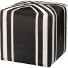 Nantucket Criss Cross 16 Inch Espresso Hide W/ White Hide Stripes Ottoman