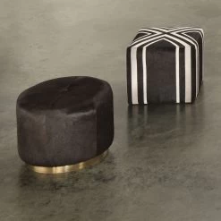 Nantucket Criss Cross 16 Inch Espresso Hide W/ White Hide Stripes Ottoman -Jamie Young Store 20nant otes 3