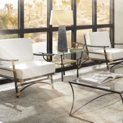 Renzo 25 X 20 Inch Black And Cashew Leather Side Table -Jamie Young Store 20renz stbkc 6