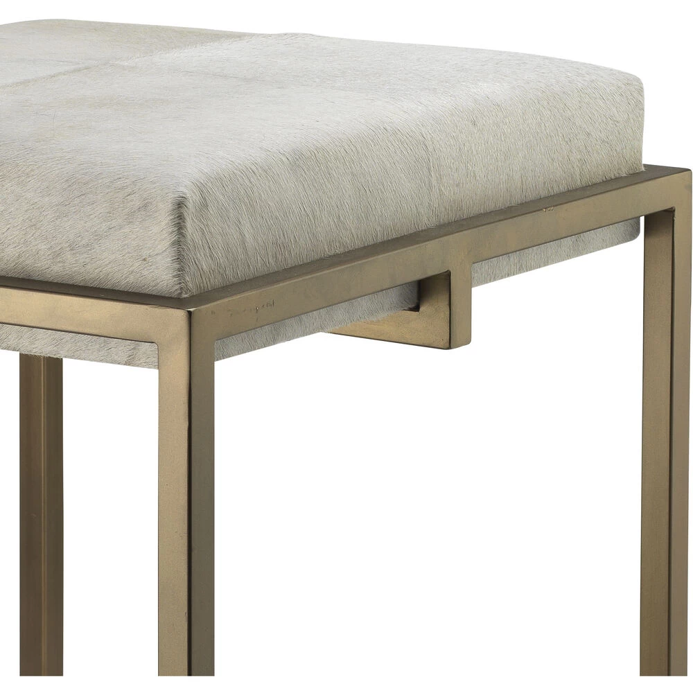 Shelby 30 Inch White Hide & Antique Brass Bar Stool 3 Shelby 30 Inch White Hide & Antique Brass Bar Stool - Image 3