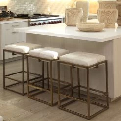 Shelby 27 Inch White Hide & Antique Brass Counter Stool -Jamie Young Store 20shel cswh 16