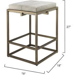 Shelby 27 Inch White Hide & Antique Brass Counter Stool -Jamie Young Store 20shel cswh 2
