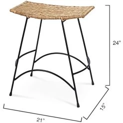 Wing 24 Inch Natural Rattan & Black Steel Counter Stool -Jamie Young Store 20wing csna 5