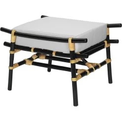 Xanadu 18 Inch Black & Cream W/ Off White Cushions Ottoman