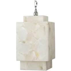 Borealis 1 Light 9 Inch Alabaster Pendant Ceiling Light, Cube 11 Borealis 1 Light 9 Inch Alabaster Pendant Ceiling Light, Cube -Jamie Young Store 5borcub pewh 10