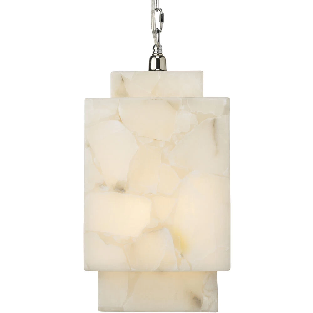 Borealis 1 Light 9 Inch Alabaster Pendant Ceiling Light, Cube 2 Borealis 1 Light 9 Inch Alabaster Pendant Ceiling Light, Cube - Image 2