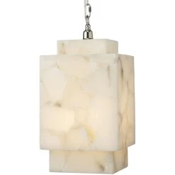 Borealis 1 Light 9 Inch Alabaster Pendant Ceiling Light, Cube 9 Borealis 1 Light 9 Inch Alabaster Pendant Ceiling Light, Cube -Jamie Young Store 5borcub pewh 2