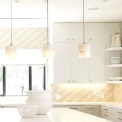 Borealis 1 Light 7 Inch Alabaster Pendant Ceiling Light, Hexagon -Jamie Young Store 5bore smwh 18