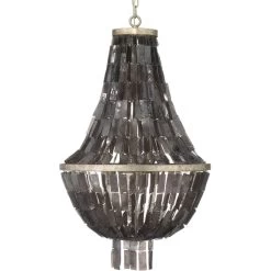 Capsize 5 Light 20 Inch Black Mother Of Pearl And Champagne Leaf Metal Chandelier Ceiling Light