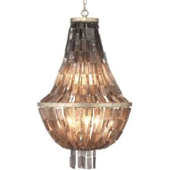 Capsize 5 Light 20 Inch Black Mother Of Pearl And Champagne Leaf Metal Chandelier Ceiling Light -Jamie Young Store 5caps chbk 1