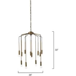 Cascade 12 Light 26 Inch Antique Brass Pendant Ceiling Light -Jamie Young Store 5casc chab 6