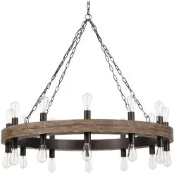 Cirque 24 Light 48 Inch Salvaged Grey Oak & Oil Rubbed Bronze Chandelier Ceiling Light