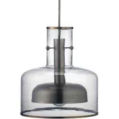 Clyde 1 Light 14 Inch Clear With Gun Metal Pendant Ceiling Light