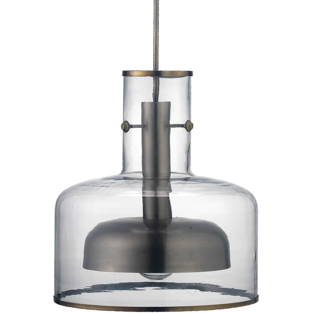Clyde 1 Light 14 Inch Clear With Gun Metal Pendant Ceiling Light 1 Clyde 1 Light 14 Inch Clear With Gun Metal Pendant Ceiling Light