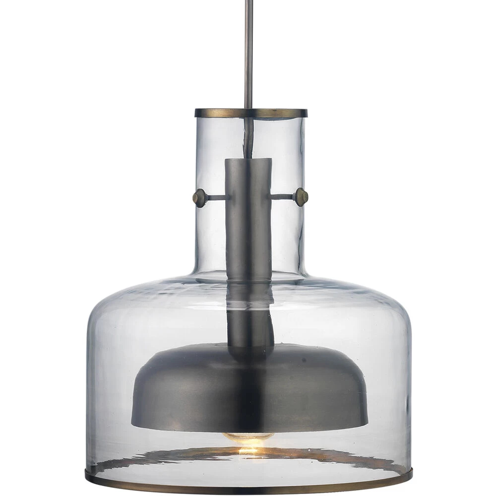 Clyde 1 Light 14 Inch Clear With Gun Metal Pendant Ceiling Light 2 Clyde 1 Light 14 Inch Clear With Gun Metal Pendant Ceiling Light - Image 2