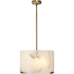 Elancourt 3 Light 17 Inch White Faux Alabaster & Antique Brass Pendant Ceiling Light -Jamie Young Store 5elan pdab 2
