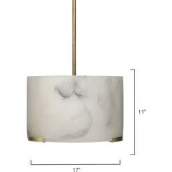 Elancourt 3 Light 17 Inch White Faux Alabaster & Antique Brass Pendant Ceiling Light -Jamie Young Store 5elan pdab 7202