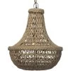 Jute Macrame 1 Light 18 Inch Jute Chandelier Ceiling Light