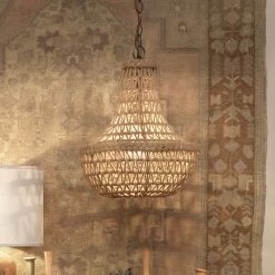 Jute Macrame 1 Light 18 Inch Jute Chandelier Ceiling Light -Jamie Young Store 5macr pena 1