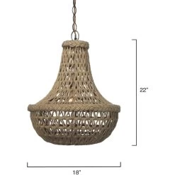 Jute Macrame 1 Light 18 Inch Jute Chandelier Ceiling Light -Jamie Young Store 5macr pena 5