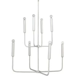 Jamie Young Store 27 Mercer 8 Light 36 Inch White Gesso Two Tier Chandelier Ceiling Light