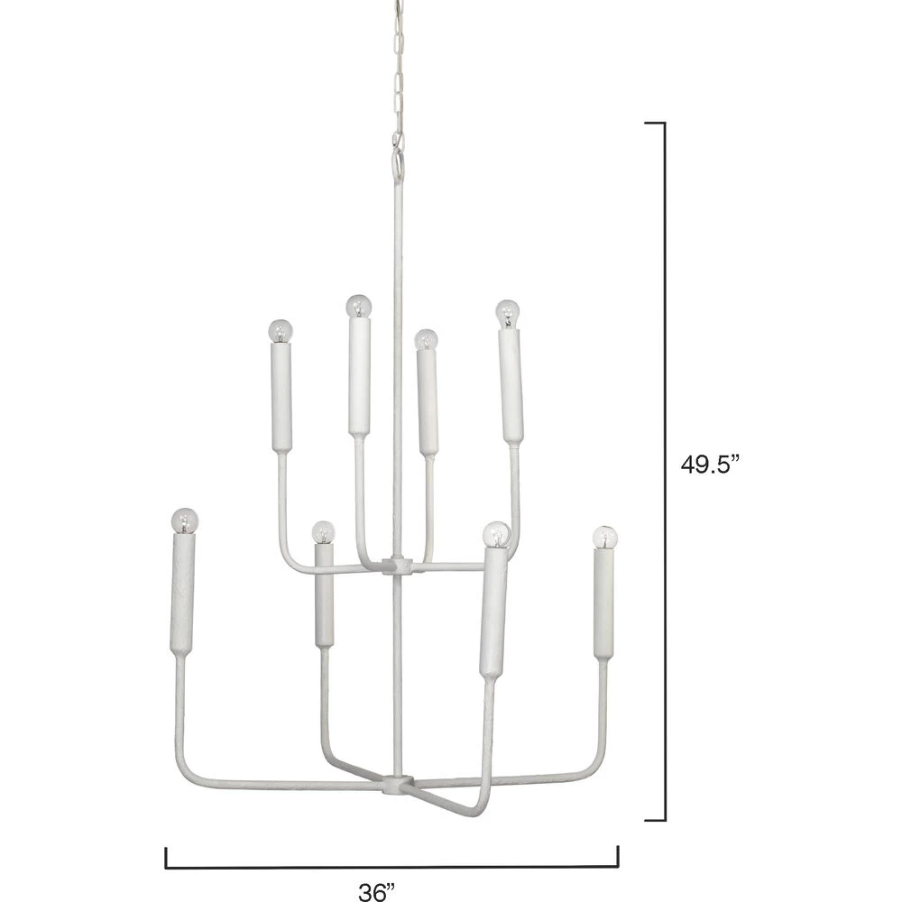 Mercer 8 Light 36 Inch White Gesso Two Tier Chandelier Ceiling Light 4 Mercer 8 Light 36 Inch White Gesso Two Tier Chandelier Ceiling Light - Image 4