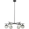 Metro 6 Light 40 Inch Faux White Alabaster And Oil Rubbed Bronze Chandelier Ceiling Light, Antique Brass Accents