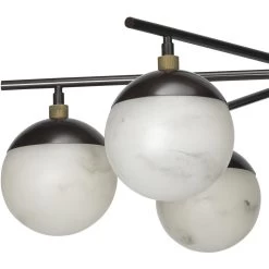 Metro 6 Light 40 Inch Faux White Alabaster And Oil Rubbed Bronze Chandelier Ceiling Light, Antique Brass Accents -Jamie Young Store 5metr6 chob 3