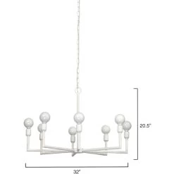 Park 8 Light 32 Inch White Gesso Chandelier Ceiling Light -Jamie Young Store 5park chwh 6
