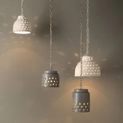 Perforated Pendant Ceiling Light, Tapered -Jamie Young Store 5perf longgr 2