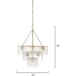 Perignon 24 Light 25 Inch Melted Ice Glass & Antique Brass Three Tier Chandelier Ceiling Light -Jamie Young Store 5peri chab 2