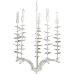 Petals 5 Light 24 Inch White Gesso Chandelier Ceiling Light